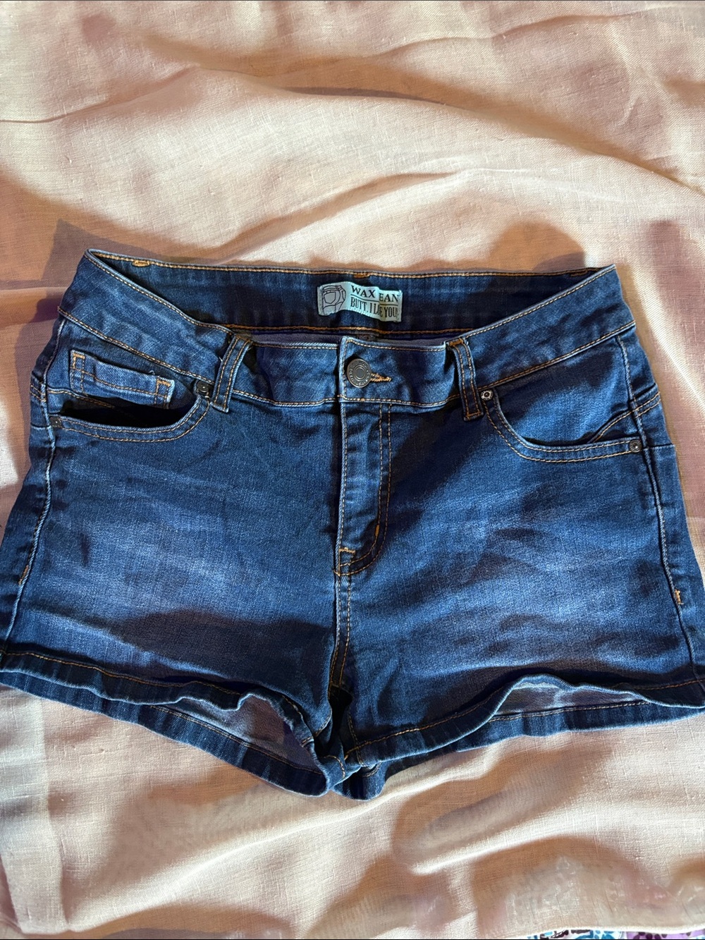 Wax Jean Dark Blue Denim Women's Short Shorts
